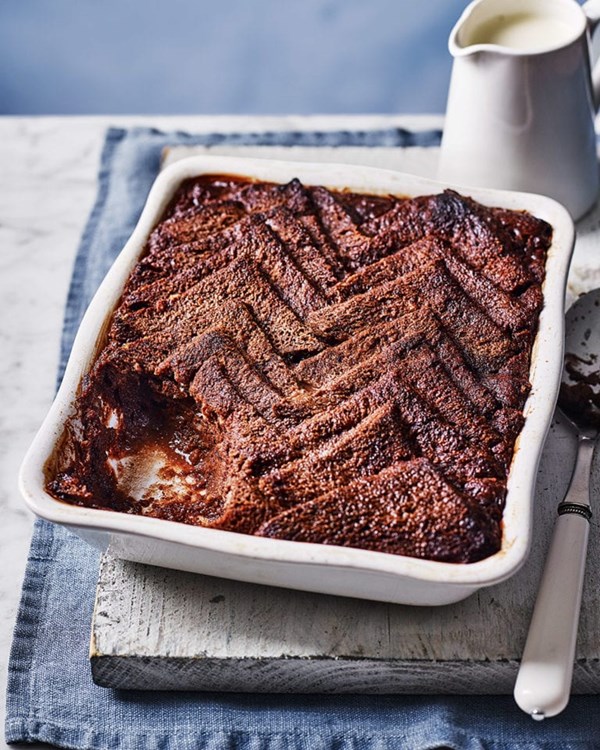Chocolate bread and butter pudding
