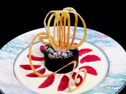 Chocolate bread pudding with cookie citrus rind