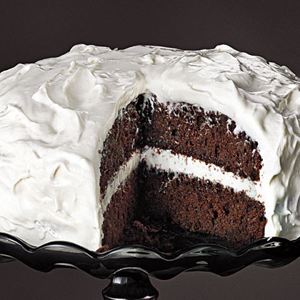 Chocolate cake with fluffy frosting