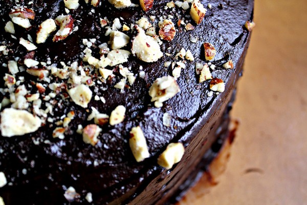 Chocolate cake with raspberry-Nutella filling and chocolate ganache
