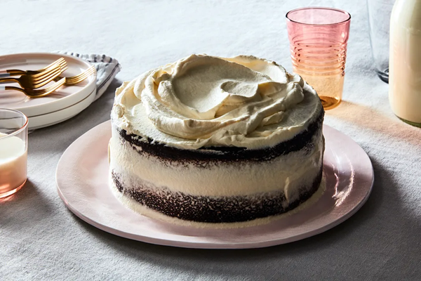 Chocolate cake with whipped cream frosting