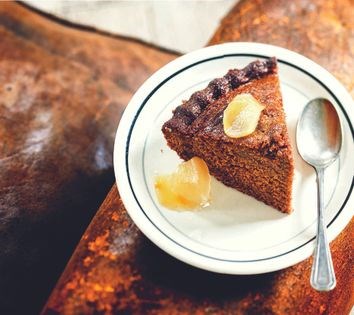 Chocolate cake with yuzu and ginger icing