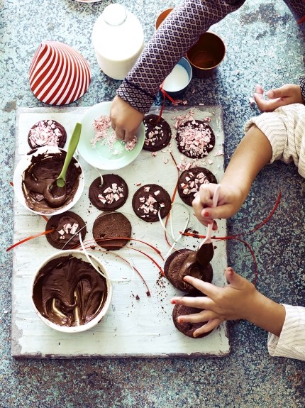 Chocolate candy cane cookies