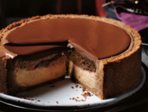Chocolate, caramel and malt cheesecake