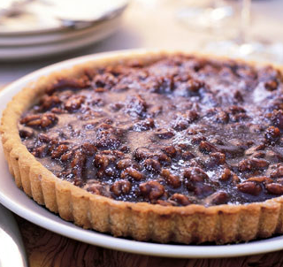 Chocolate, caramel, and walnut tart