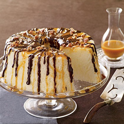 Chocolate-caramel angel food cake