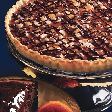 Chocolate-caramel macadamia nut tart