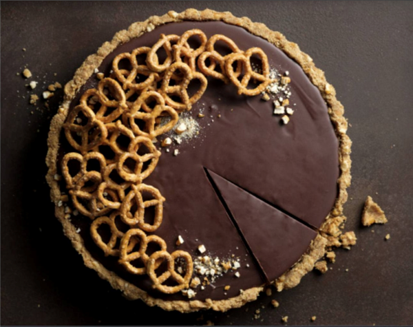 Chocolate caramel pretzel tart