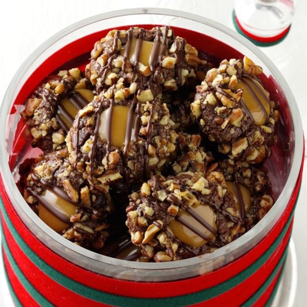 Chocolate caramel thumbprints 