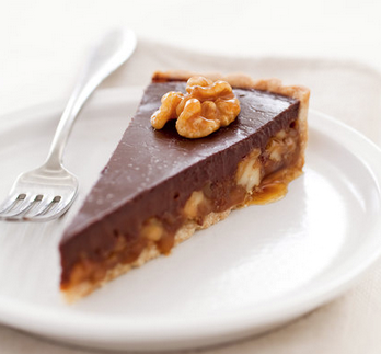 Chocolate caramel walnut tart