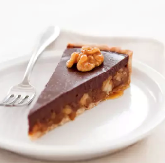 Chocolate caramel walnut tart