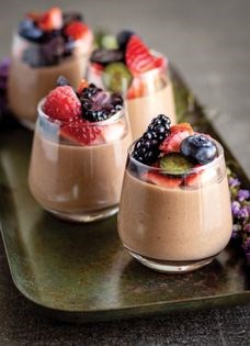 Chocolate chai mousse with berries