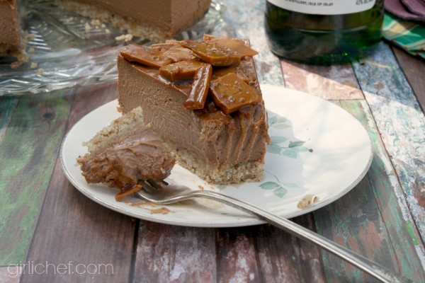 Chocolate cheesecake with whisky toffee shards