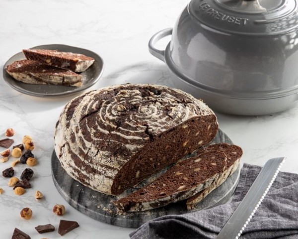 Chocolate, cherry, and hazelnut bread