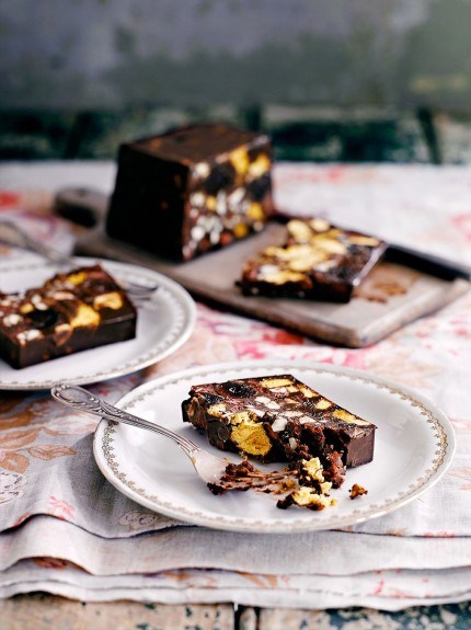 Chocolate, cherry and honeycomb parfait