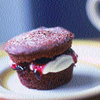 Chocolate cherry cream cakes