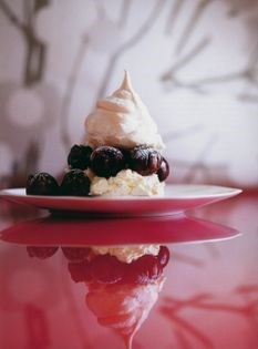 Chocolate cherry meringue clouds
