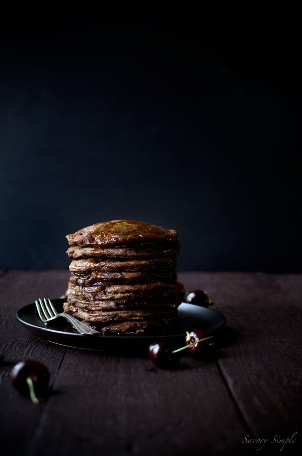 Chocolate cherry pancakes