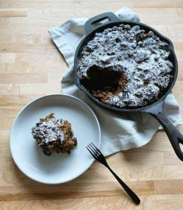 Chocolate cherry sourdough bread pudding