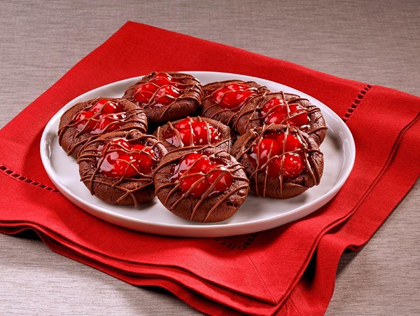 Chocolate cherry thumbprints