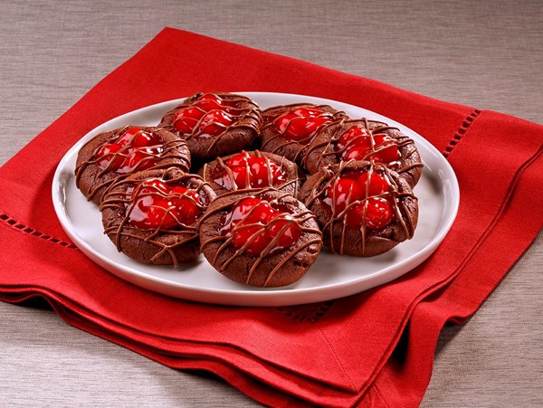 Chocolate cherry thumbprints