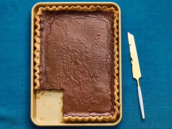 Chocolate chess slab pie