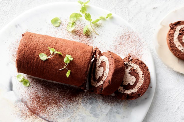 Chocolate chip and peppermint Swiss roll
