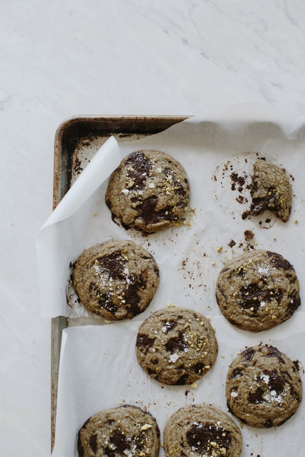 Chocolate chip, buckwheat and sea salt cookies
