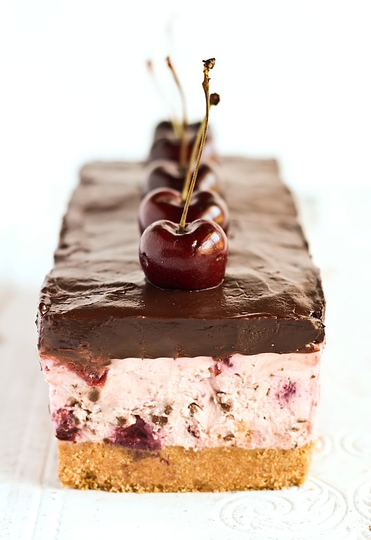 Chocolate chip cherry cheesecake