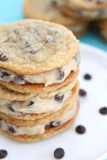 Chocolate chip cookie dough sandwich cookies