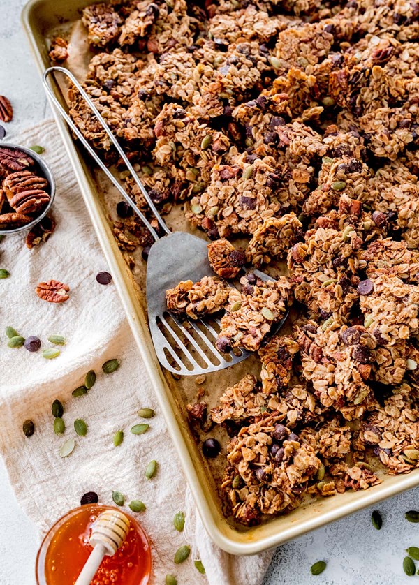 Chocolate chip cookie granola clusters
