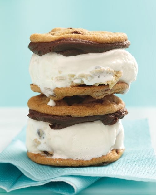 Chocolate chip cookie ice cream sandwiches