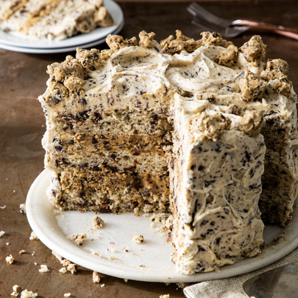Chocolate chip cookie layer cake [chocolate chip buttercream; edible cookie dough]
