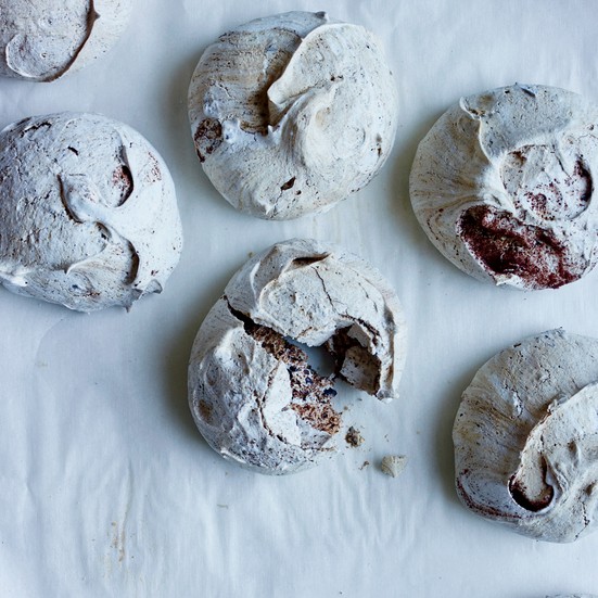Chocolate chip espresso meringues
