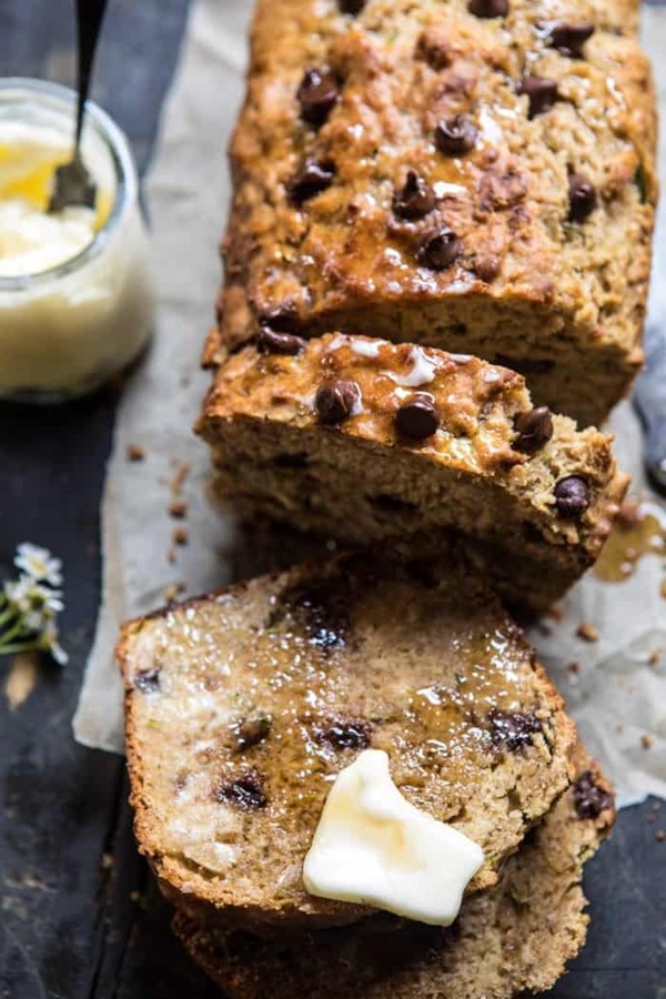 Chocolate chip olive oil zucchini banana bread