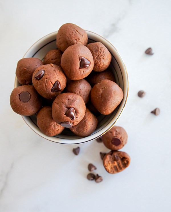 Chocolate chocolate chip chickpea cookie dough bites