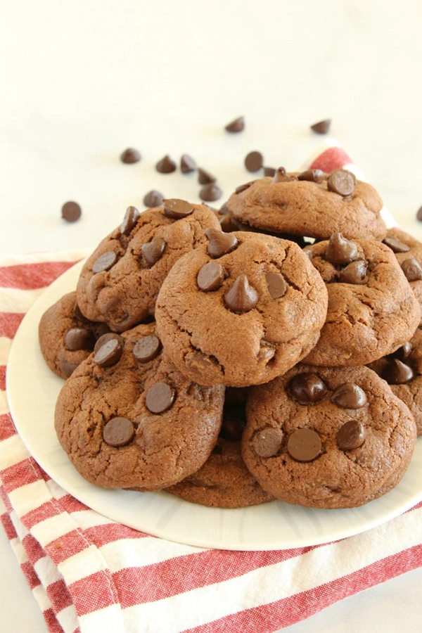 Chocolate chocolate chip pudding cookies