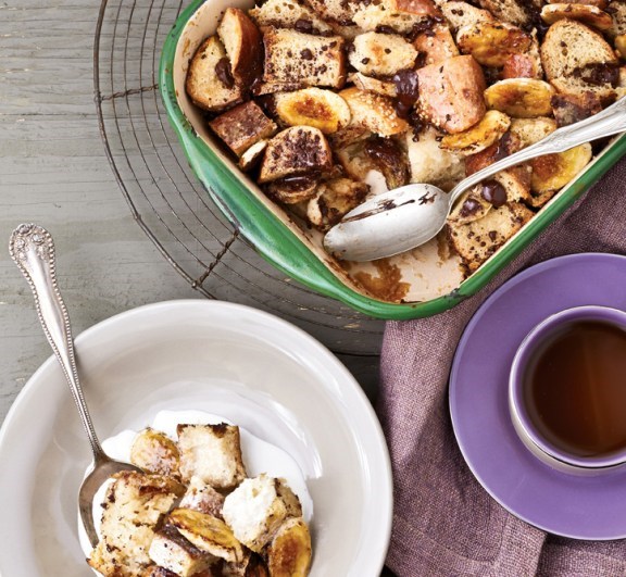Chocolate chunk banana bread pudding