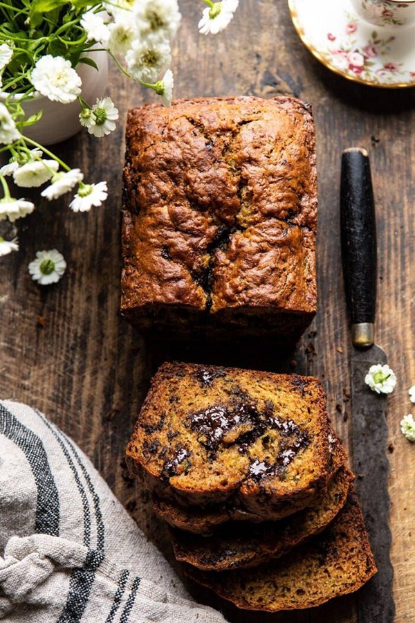Chocolate chunk coconut zucchini bread