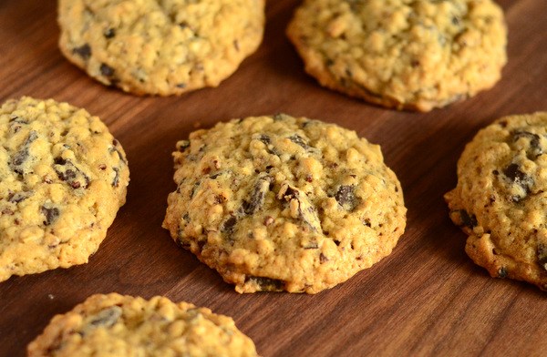 Chocolate chunk oatmeal cookies with cacao nibs