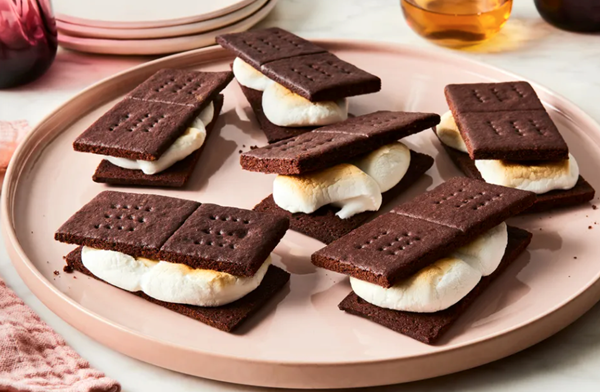 Chocolate cinnamon graham crackers with toasted marshmallows