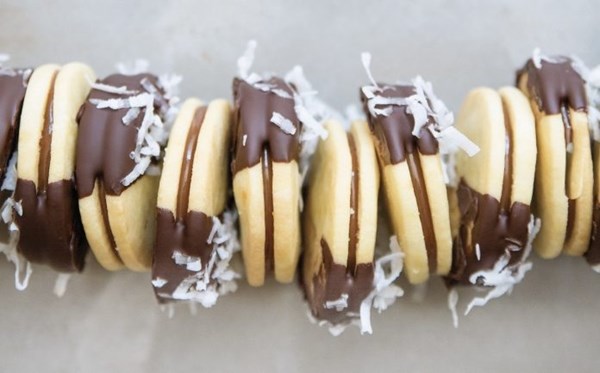 Chocolate coconut alfajores