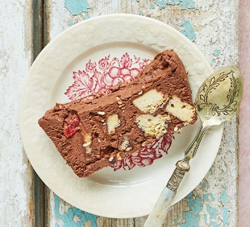 Chocolate, coconut and cardamom fridge mousse cake