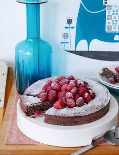 Chocolate, coconut and raspberry torte