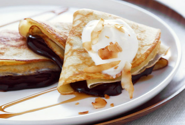 Chocolate-coconut crepes