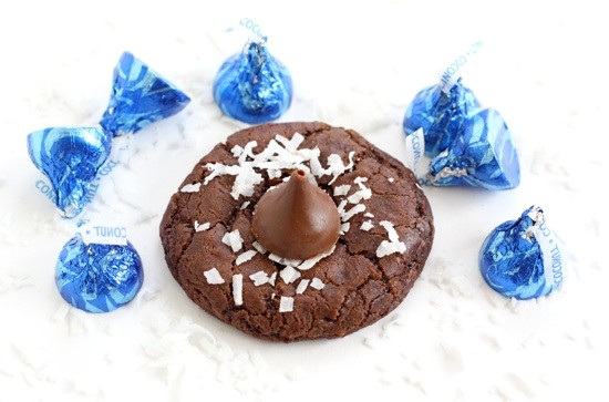 Chocolate coconut kiss cookies