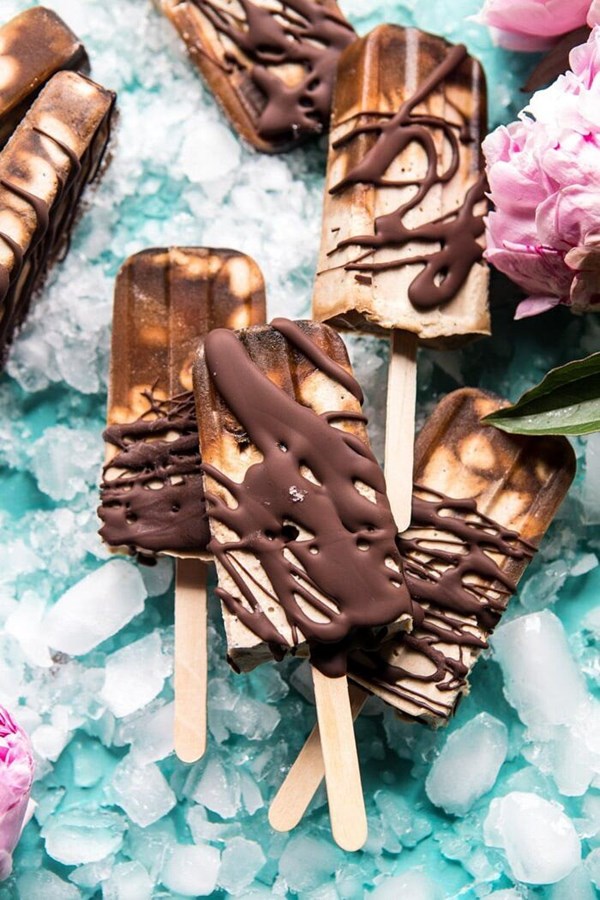 Chocolate coconut latte fudge popsicles