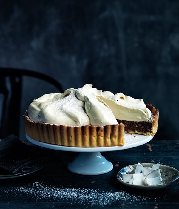 Chocolate coconut meringue pie