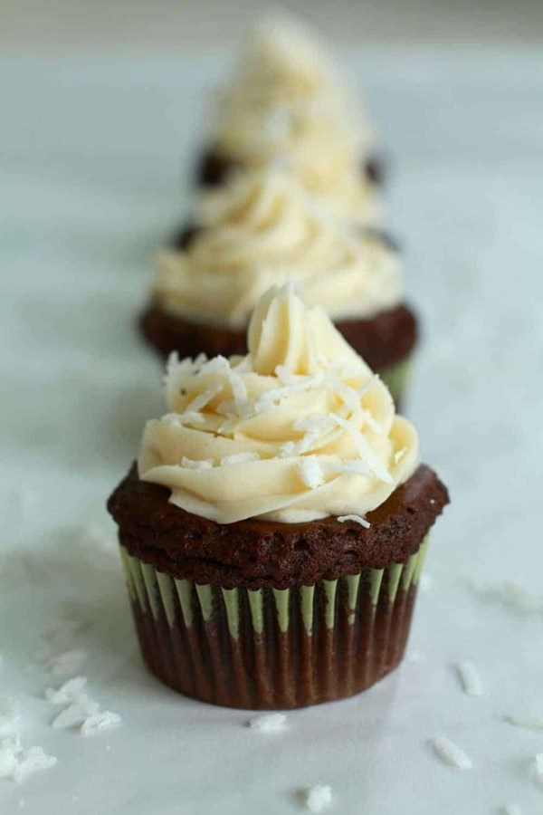Chocolate coconut rum cupcakes