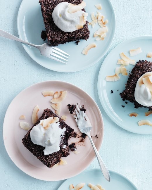 Chocolate-coconut sheet cake